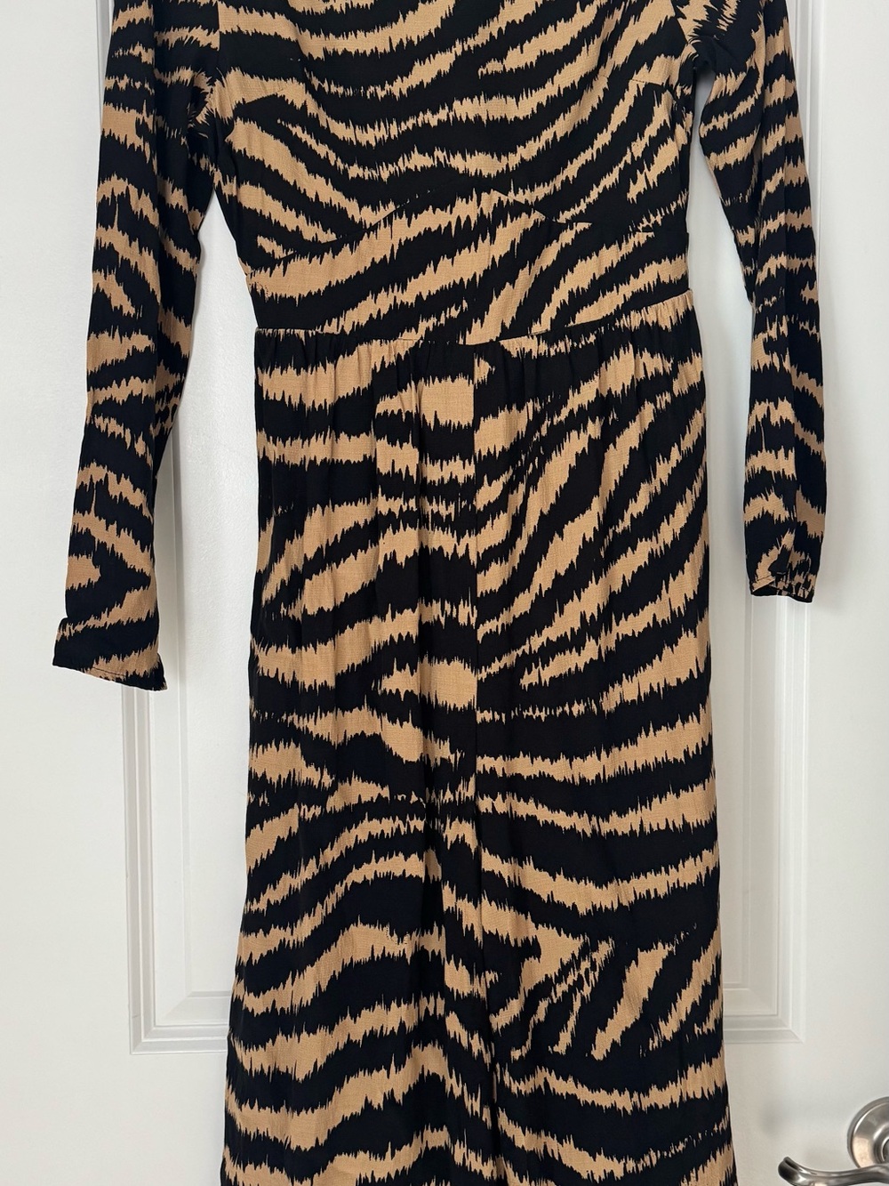 ASOS Black and Tan Zebra Print Long Sleeve Jumpsuit